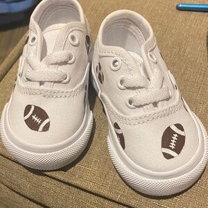 White Football hand painted vans